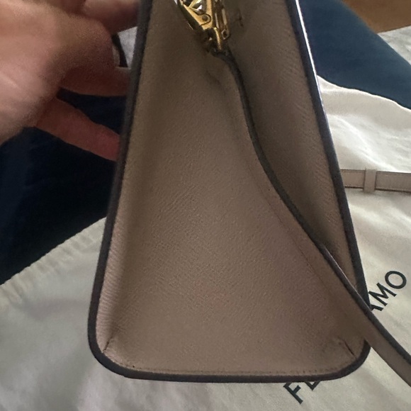 FERRAGAMO Salvatore Studio Box Mini Leather Top Handle Bag in Taupe - Picture 8 of 14